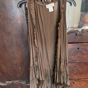Lady Noiz Brown Ruffled Sleeveless Vest